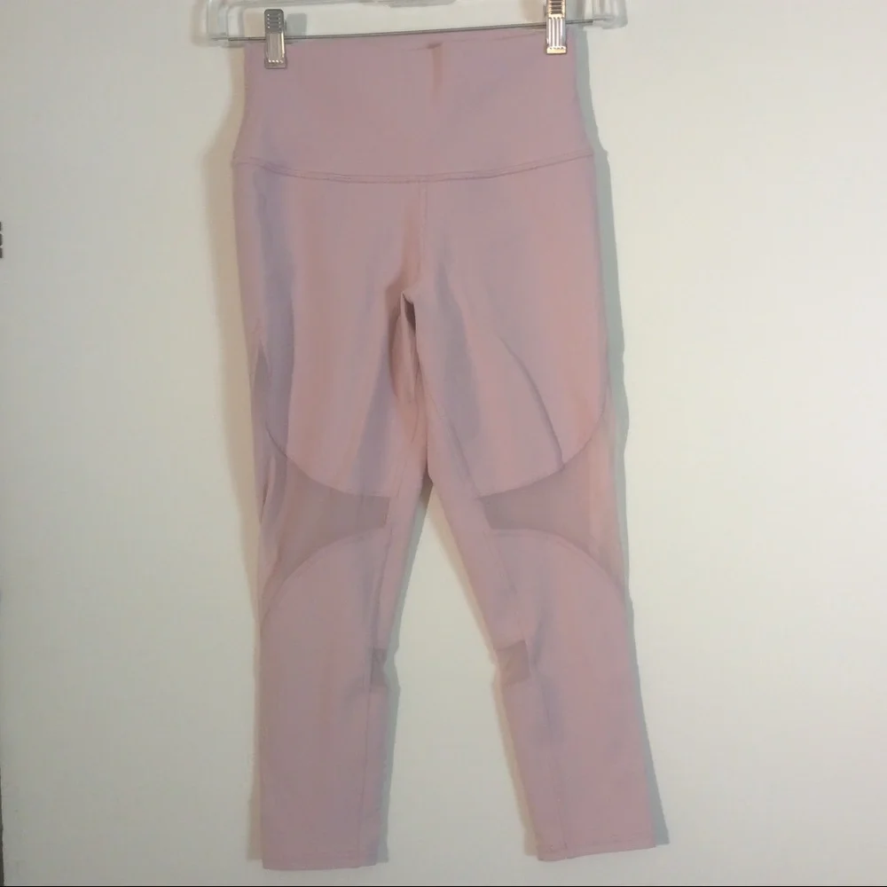 Alo Yoga Leggings Pink Stretch Capri Cropped Running Yoga Gym Exercise Pants
